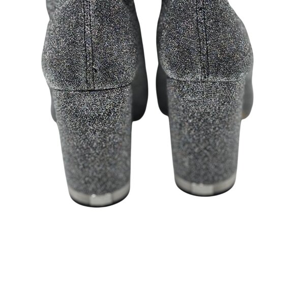 Michael Kors Size 8.5 Mandy Glitter Stretch-Knit Ankle Boots Silver - Picture 10 of 10